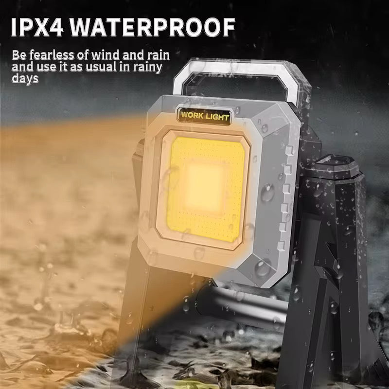 COB strong work light Flood Light Outdoor Portable LED Reflector Spotlight USB C Rechargeable Floodlight