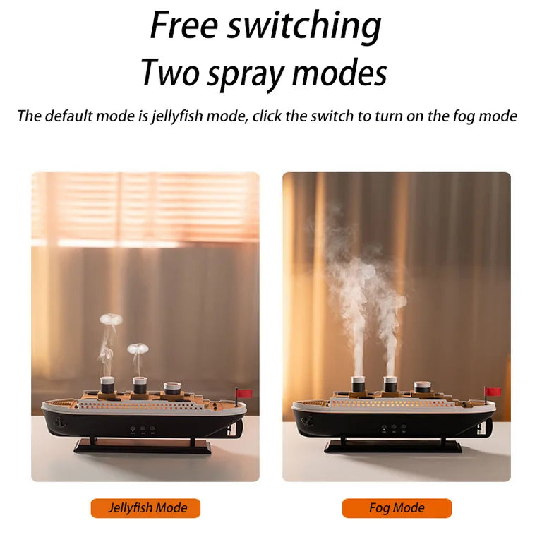 Titanic Essential Oil Diffuser, 250ml Steamship Diffuser, Aromatherapy Diffuser Cool Mist Titanic Humidifier with R/C 2 Light 2 Mist Mode Auto Shut-Off for Office Home Baby Hotel Nursery