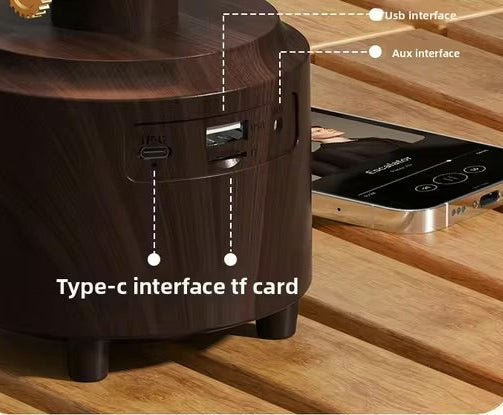Retro lamp Bluetooth speaker portable outdoor camping light candle flame atmosphere night light FM radio sound system