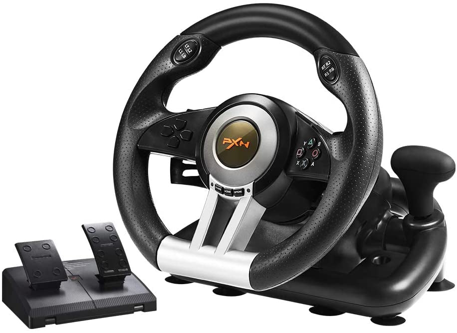 PXN Racing Wheel - Gaming Steering Wheel for PC, V3II 180 Degree Driving Wheel Volante PC Universal Usb Car Racing with Pedal for PS4, PC, PS3,Xbox Series X|S, Xbox One