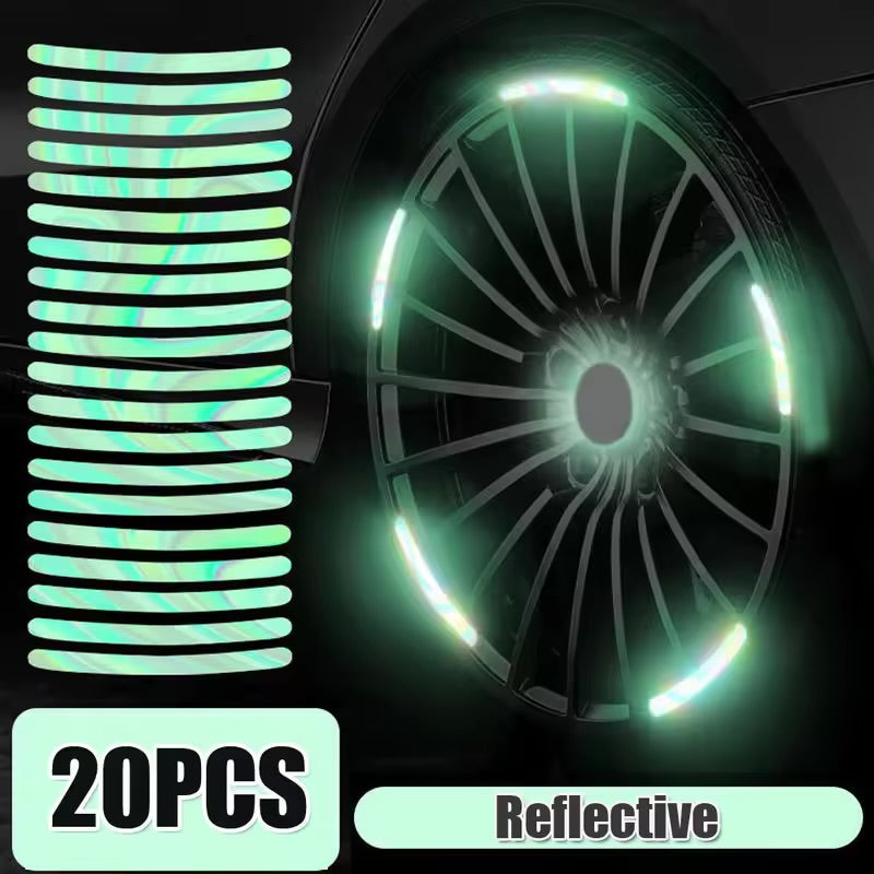 20x Universal Tire Rim Stickers Glow in the Dark Car Wheel Hub reflective stickers Luminous Car Tire Rim Stickers night Driving