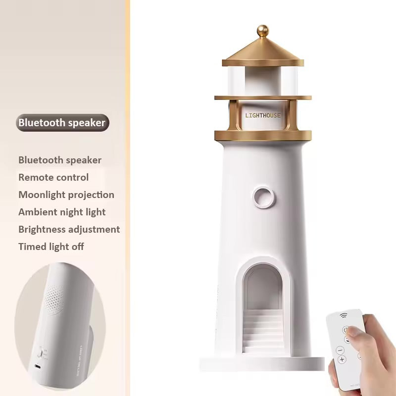 Lighthouse Ambient Lights Moon Projection Lamp Motion Sensor Night Light Dimmable Bluetooth Music Magnetic Creative Camping Lamp