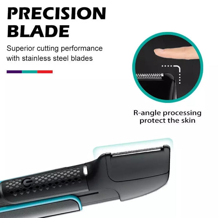 VGR V-602 Professional Body Hair Trimmer with Built-in Light & Extendable Handle, Fully Waterproof, 120-Minute Runtime, 6 Length Settings (Black)