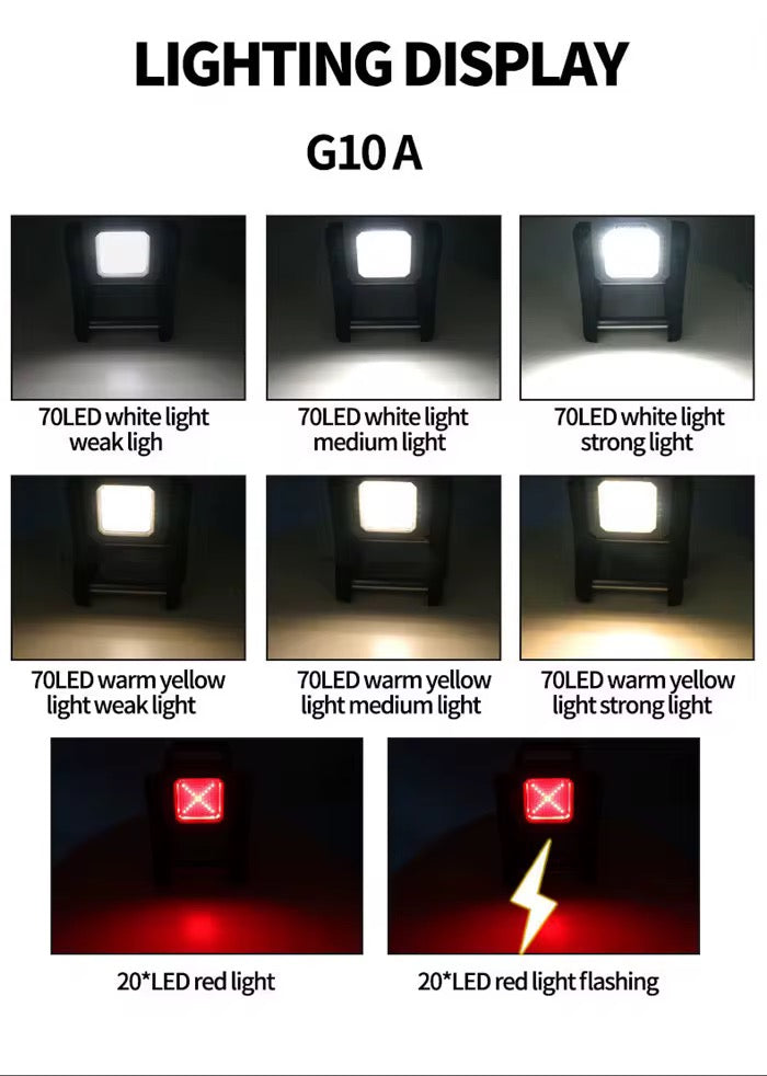 COB strong work light Flood Light Outdoor Portable LED Reflector Spotlight USB C Rechargeable Floodlight