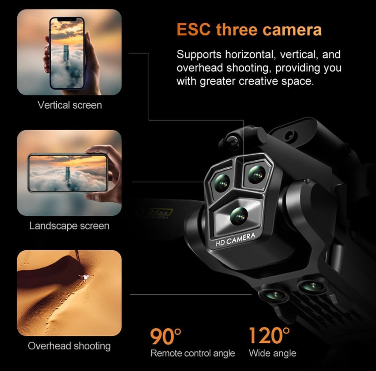 K10MAX HD Drone Obstacle Avoidance Three Camera Remote Control Quadcopter