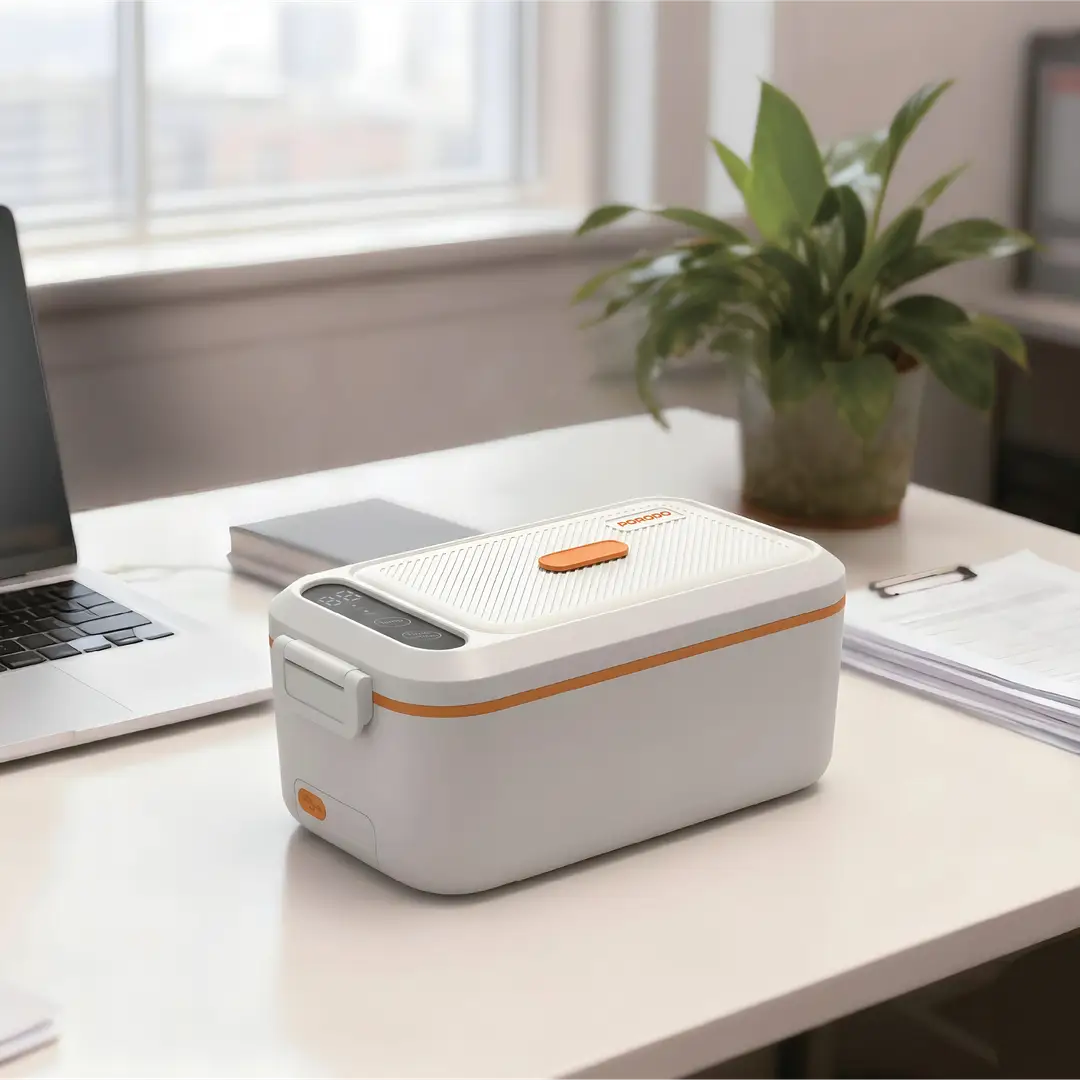 Porodo Lifestyle Lite Lunch Electric Heated Lunch Box with Temperature Retention - White & Orange