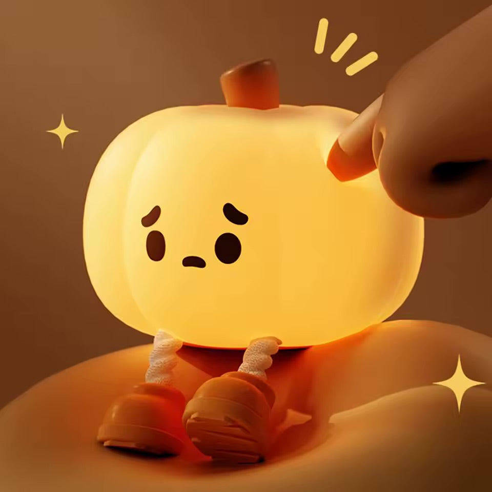 Cute Pumpkin LED Night Light Cartoon Silicone Lamp USB Rechargeable Timing Sleeping Lamp Bedroom Decoration