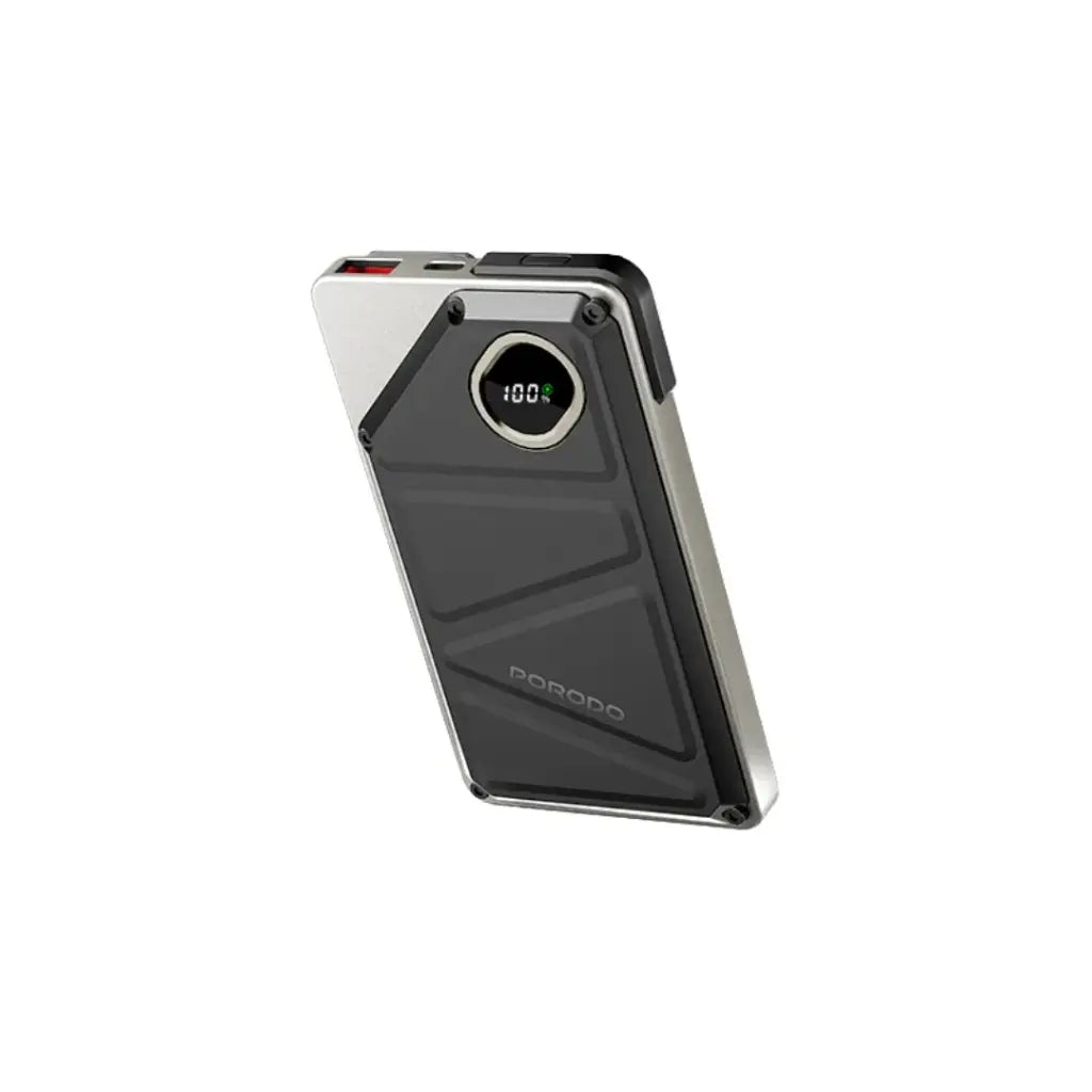 Porodo 10000mAh Power Bank with Built-In Type-C and Lightning Cables