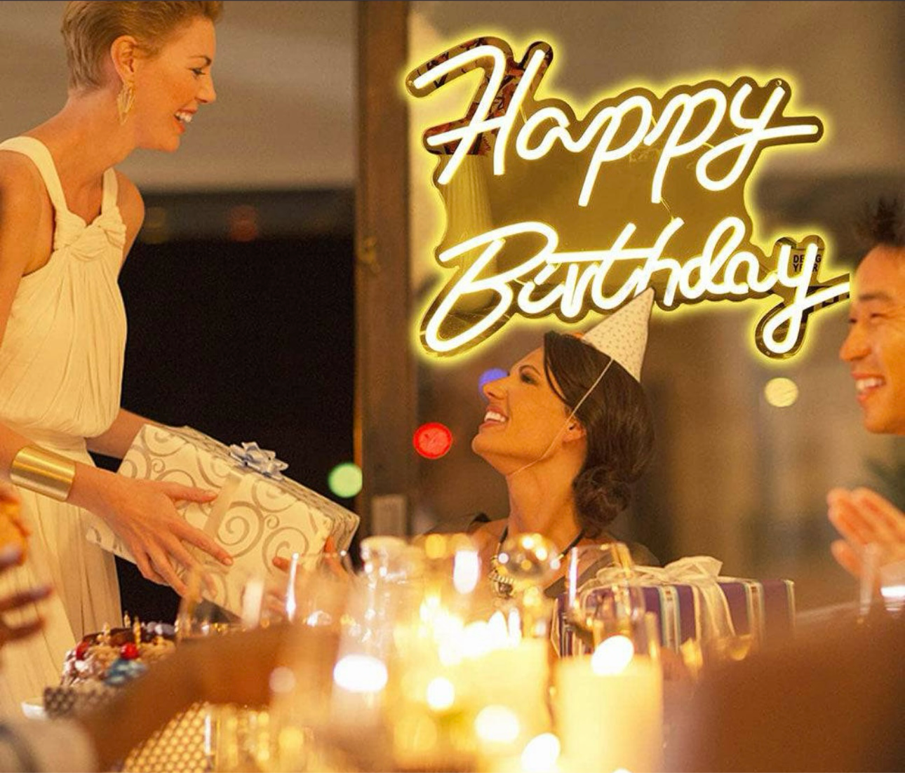 Happy Birthday Neon Sign LED Neon Light for Wall Decoration USB Power Letter Light Signs for Home Bedroom Bar Club Birthday Party Decoration Birthday Gift