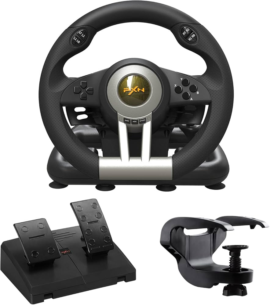 PXN Racing Wheel - Gaming Steering Wheel for PC, V3II 180 Degree Driving Wheel Volante PC Universal Usb Car Racing with Pedal for PS4, PC, PS3,Xbox Series X|S, Xbox One