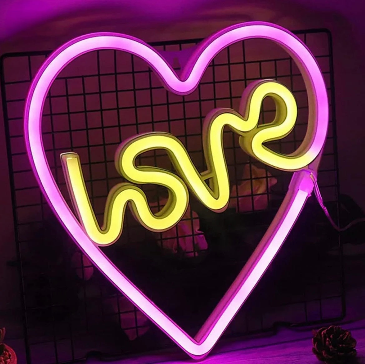 Love in Heart Romantic Neon Light