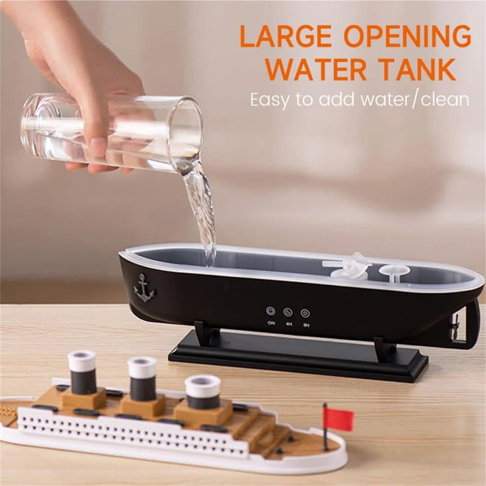 Titanic Essential Oil Diffuser, 250ml Steamship Diffuser, Aromatherapy Diffuser Cool Mist Titanic Humidifier with R/C 2 Light 2 Mist Mode Auto Shut-Off for Office Home Baby Hotel Nursery