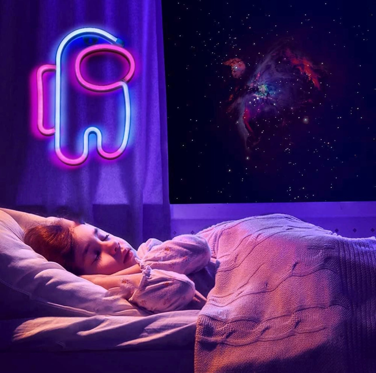 Among Us Neon Sign for Wall Decor, Cool Led Neon Lamp USB&Batteries Powered, Neon Lights for Bedroom,Game Room Decor,Gamer Gift,Party,Club,Bar,Birthday