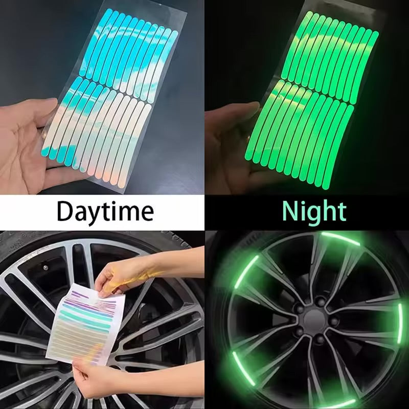 20x Universal Tire Rim Stickers Glow in the Dark Car Wheel Hub reflective stickers Luminous Car Tire Rim Stickers night Driving