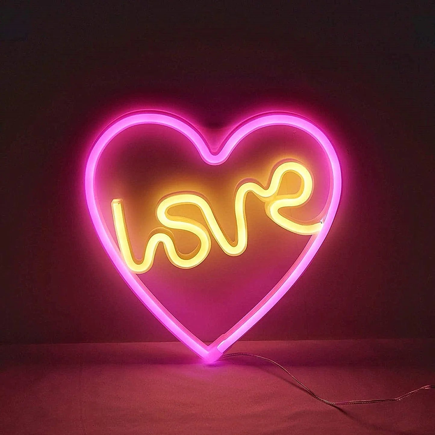 Love in Heart Romantic Neon Light
