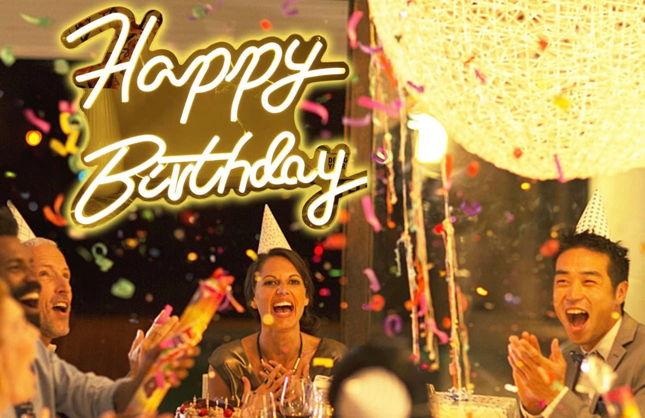 Happy Birthday Neon Sign LED Neon Light for Wall Decoration USB Power Letter Light Signs for Home Bedroom Bar Club Birthday Party Decoration Birthday Gift