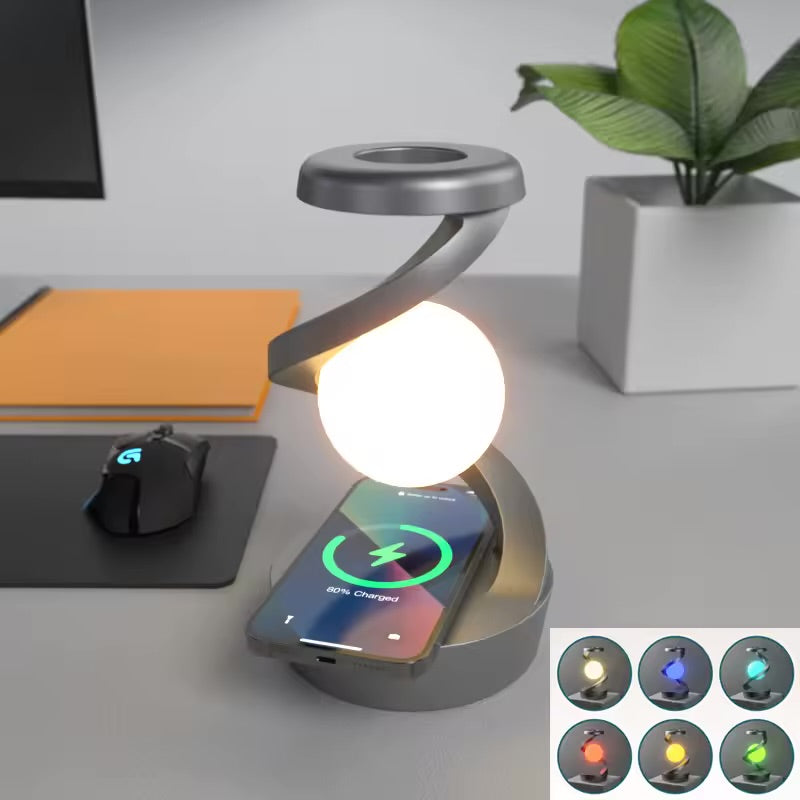 Creative Table 3D LED Lamp RGB Floating and Spinning in Air with LED Moon Lamp Floating Moon Table Lamp for Bedroom Novelty Gift