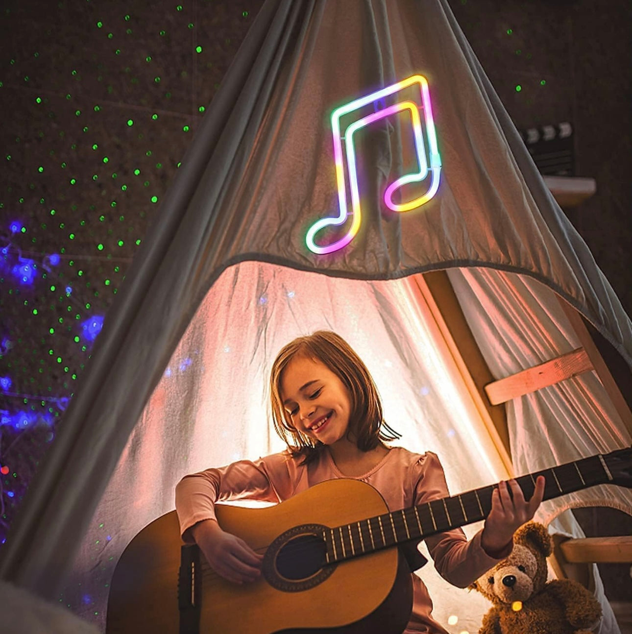 LED Neon Light, Neon Sign Led Music Neon Light Wall Light Wall Decor, Battery or USB Powered Light Up Acrylic Neon Sign Bedroom Wall Decor (Color)