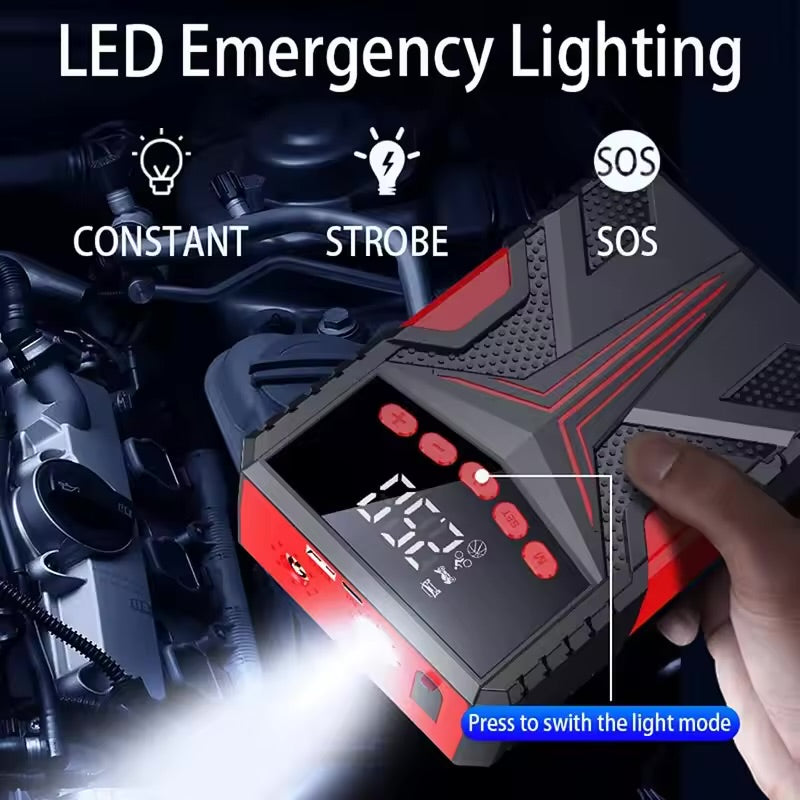 Car Jump Starter Air Pump Power Bank Lighting Portable Air Compressor 4 In 1 Cars Battery Starters & Auto Tyre Inflator