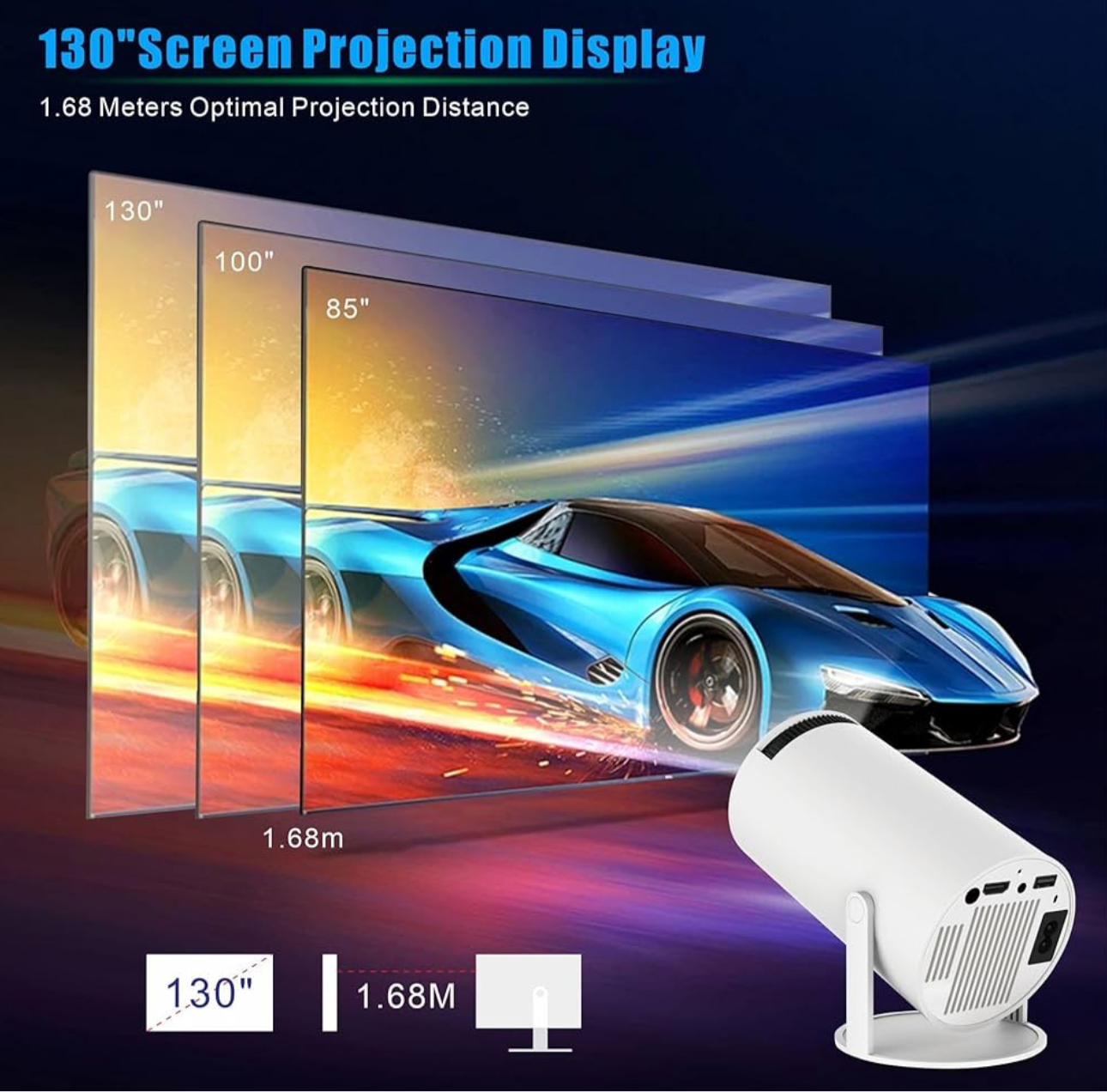 HY300 Mini Portable Projector Android 11 5G Wifi Home Cinema Home Theater UK