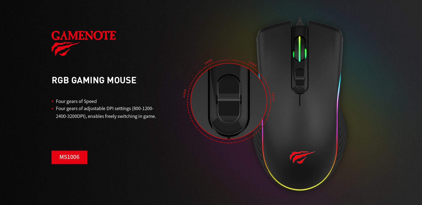 Havit MS1006 RGB Wired Gaming Mouse - Black