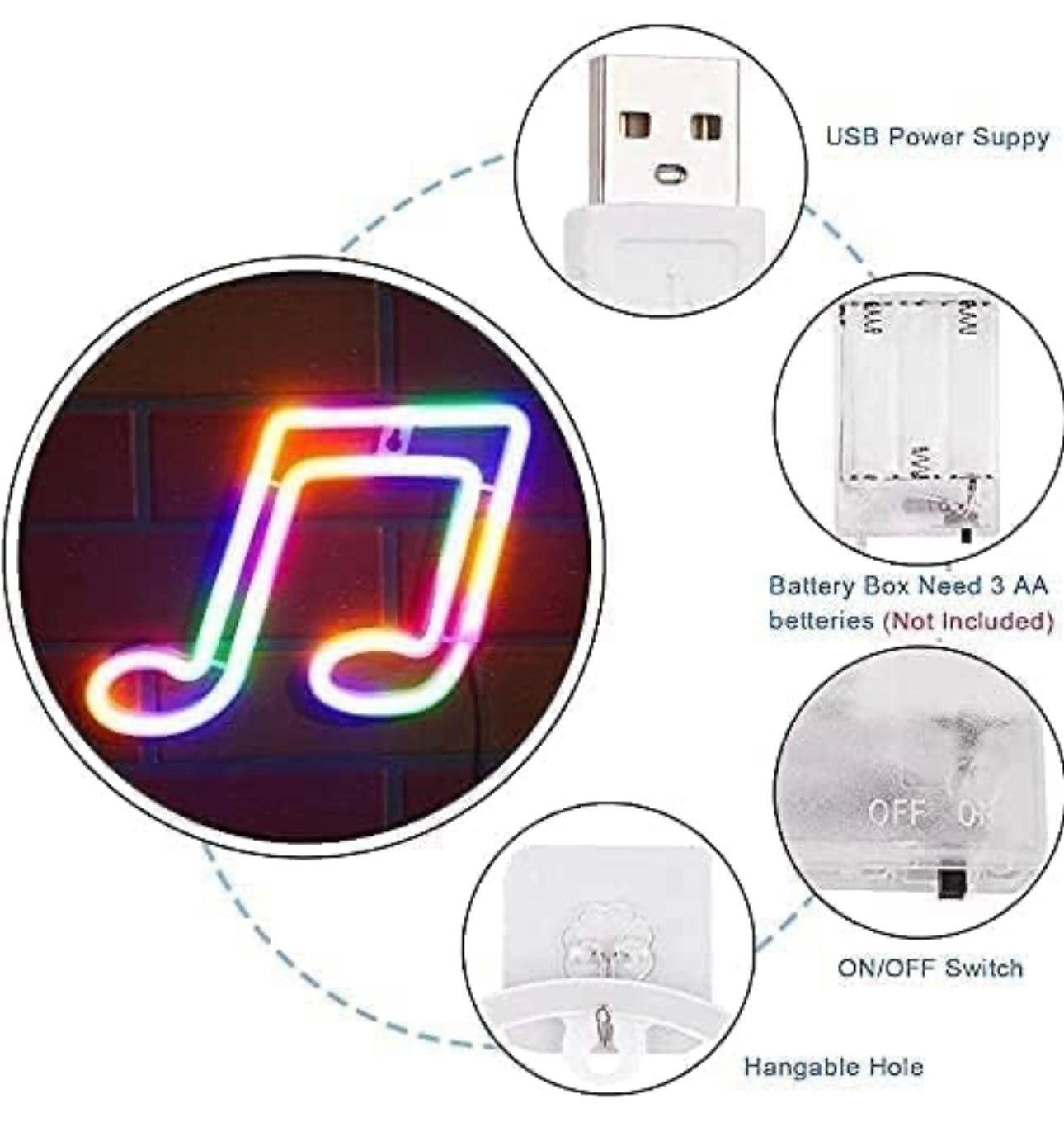LED Neon Light, Neon Sign Led Music Neon Light Wall Light Wall Decor, Battery or USB Powered Light Up Acrylic Neon Sign Bedroom Wall Decor (Color)