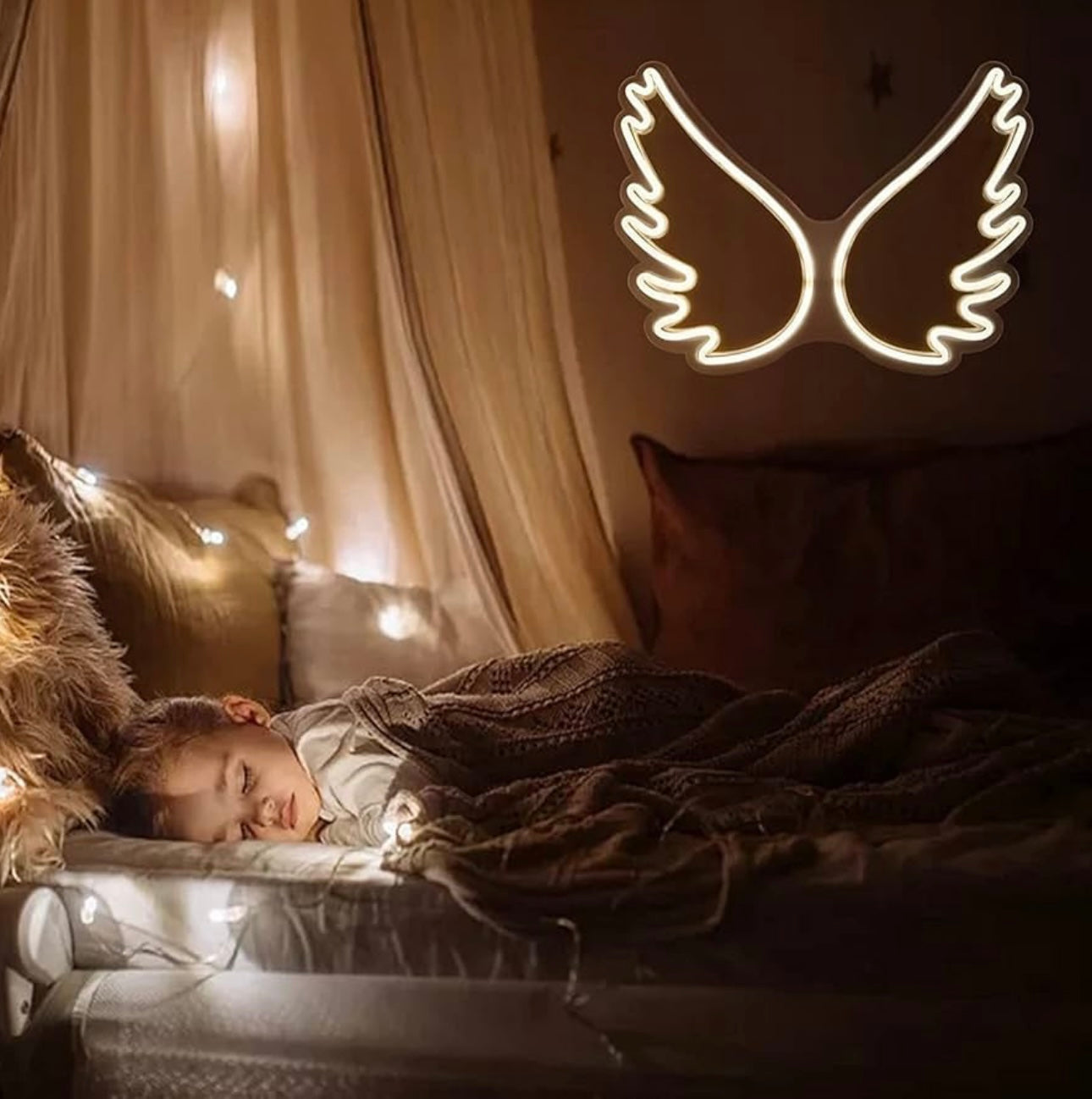 Neon Night Light,Angel Wings Neon Signs,USB Powered Acrylic Neon Signs,for Girl Bedroom, Kids Room,Wedding Decor,Teenage Birthday’s Gift
