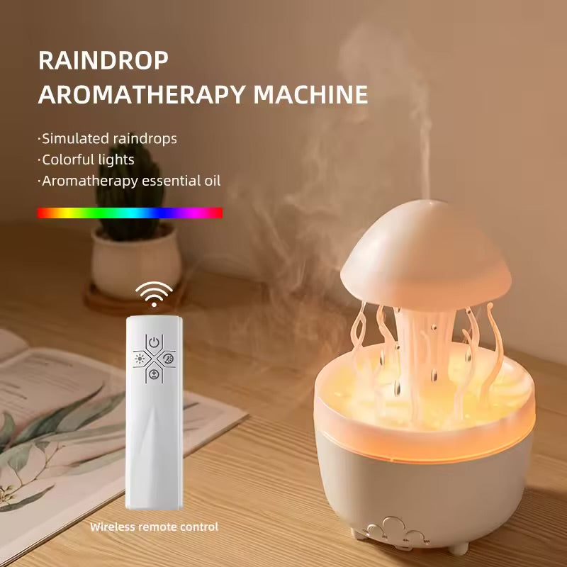 Remote Control Raindrop Air Humidifier Aromatherapy Diffuser Rotate Swing Jellyfish Lamp Electric Aroma Essential Oil Diffuser