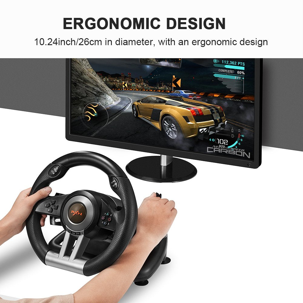 PXN Racing Wheel - Gaming Steering Wheel for PC, V3II 180 Degree Driving Wheel Volante PC Universal Usb Car Racing with Pedal for PS4, PC, PS3,Xbox Series X|S, Xbox One