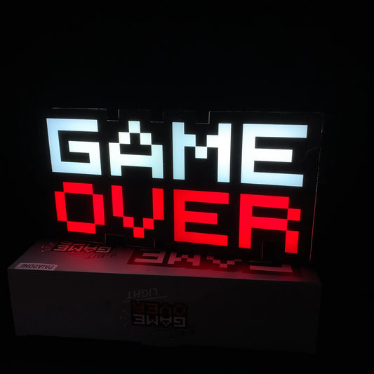 Game Over 8-Bit Pixel Light, Color Changing, Retro Gaming Room Decor and Gift for Gamer