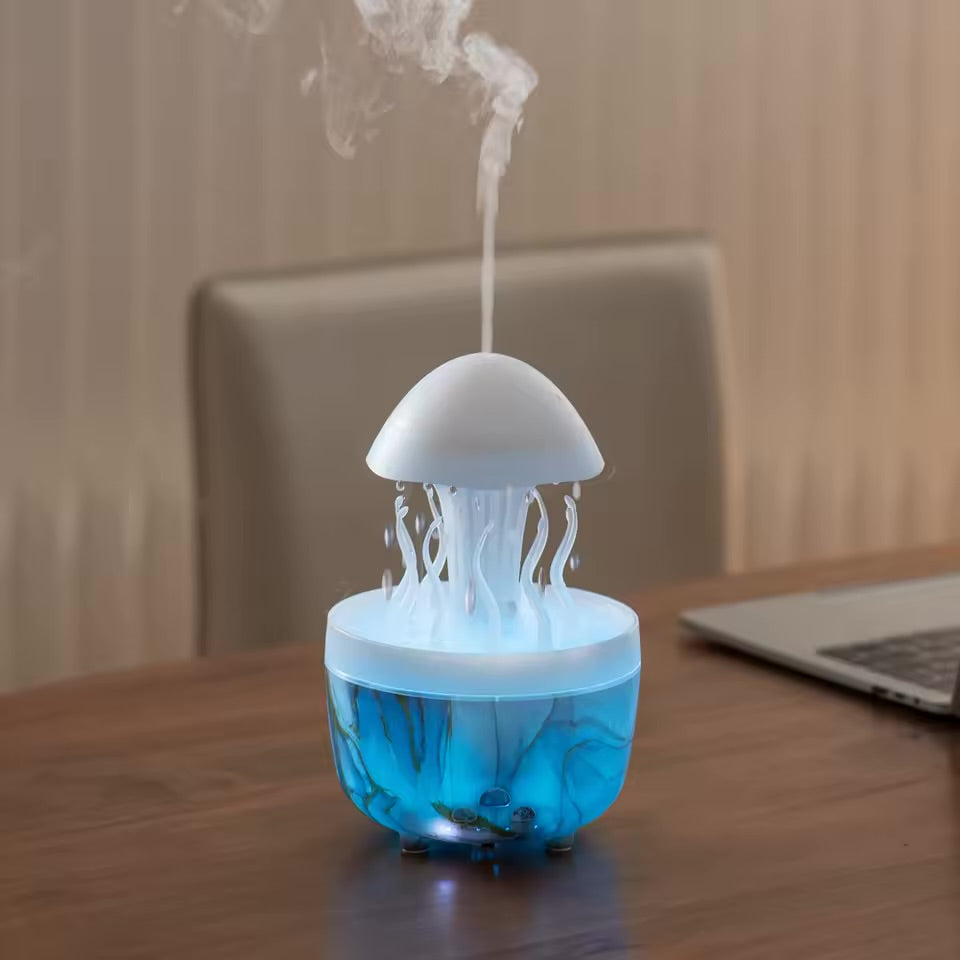 Remote Control Raindrop Air Humidifier Aromatherapy Diffuser Rotate Swing Jellyfish Lamp Electric Aroma Essential Oil Diffuser