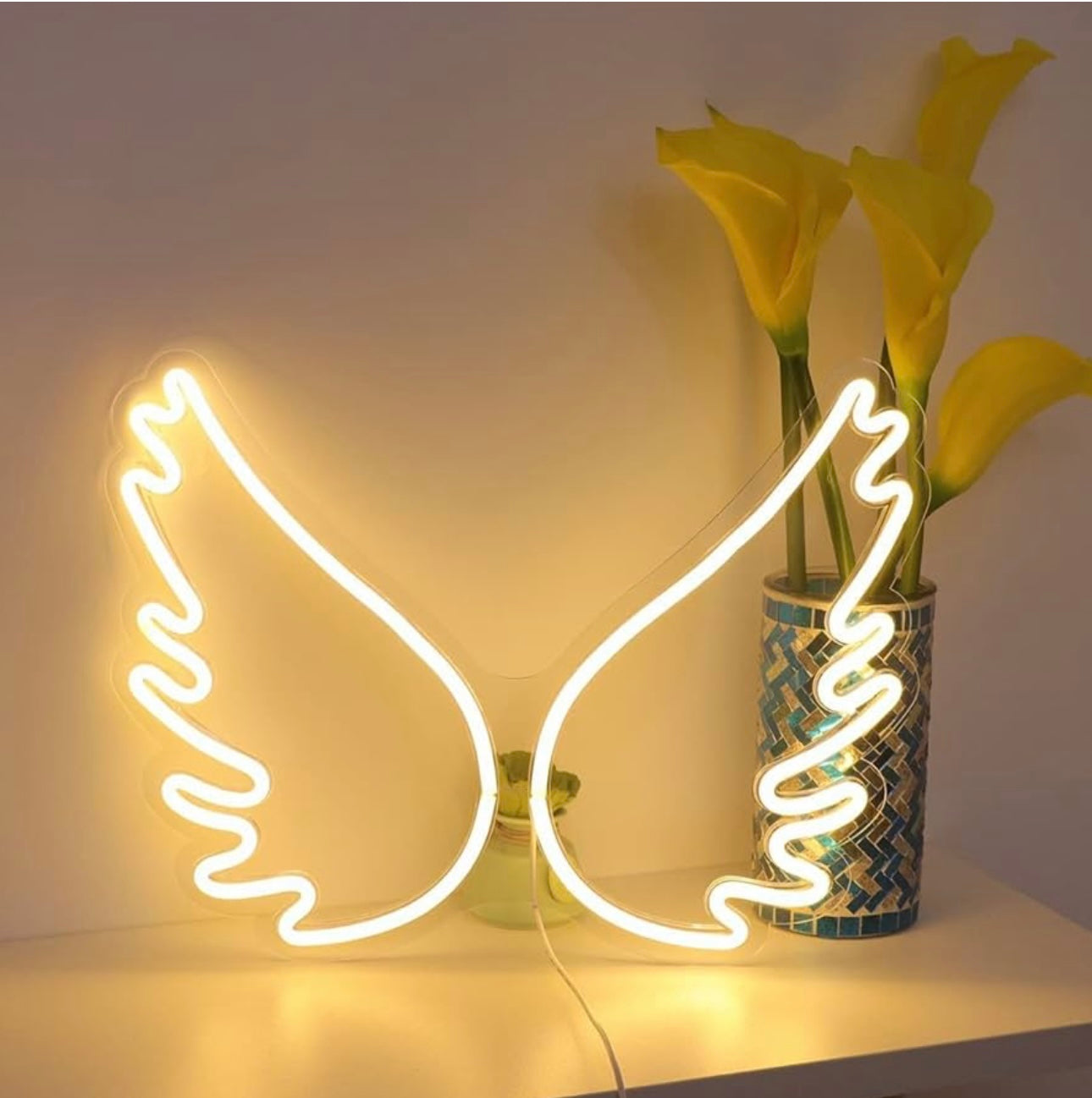Neon Night Light,Angel Wings Neon Signs,USB Powered Acrylic Neon Signs,for Girl Bedroom, Kids Room,Wedding Decor,Teenage Birthday’s Gift