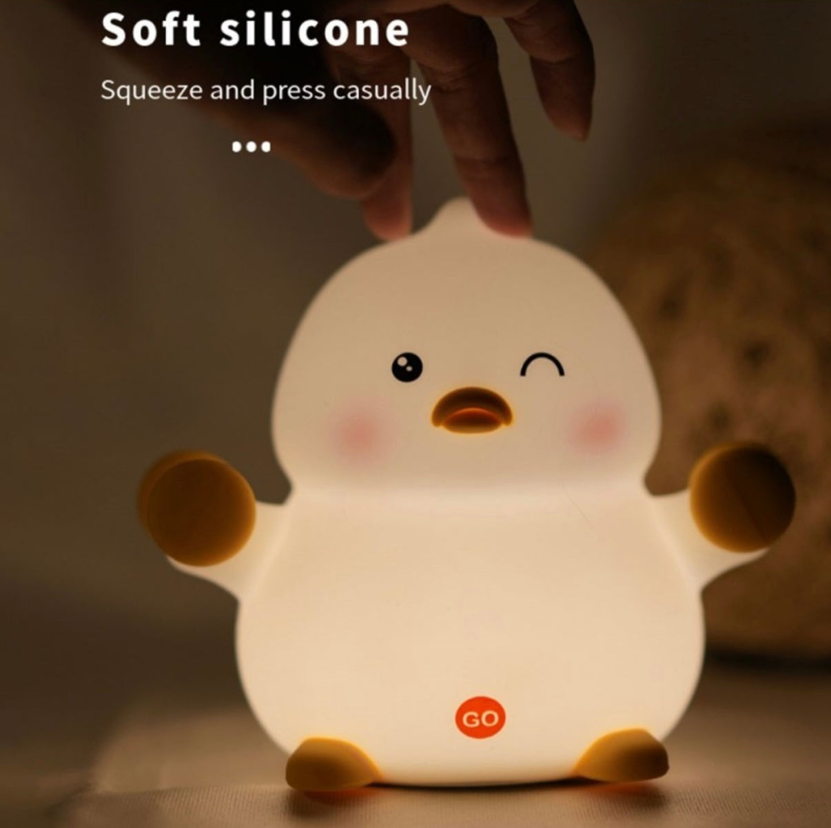 Cute Duck Lamp Silicone Night Light LED Bedside Lamp Nursery Nightlight with 30 Minutes Timer