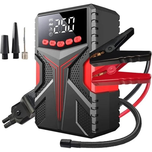 Car Jump Starter Air Pump Power Bank Lighting Portable Air Compressor 4 In 1 Cars Battery Starters & Auto Tyre Inflator
