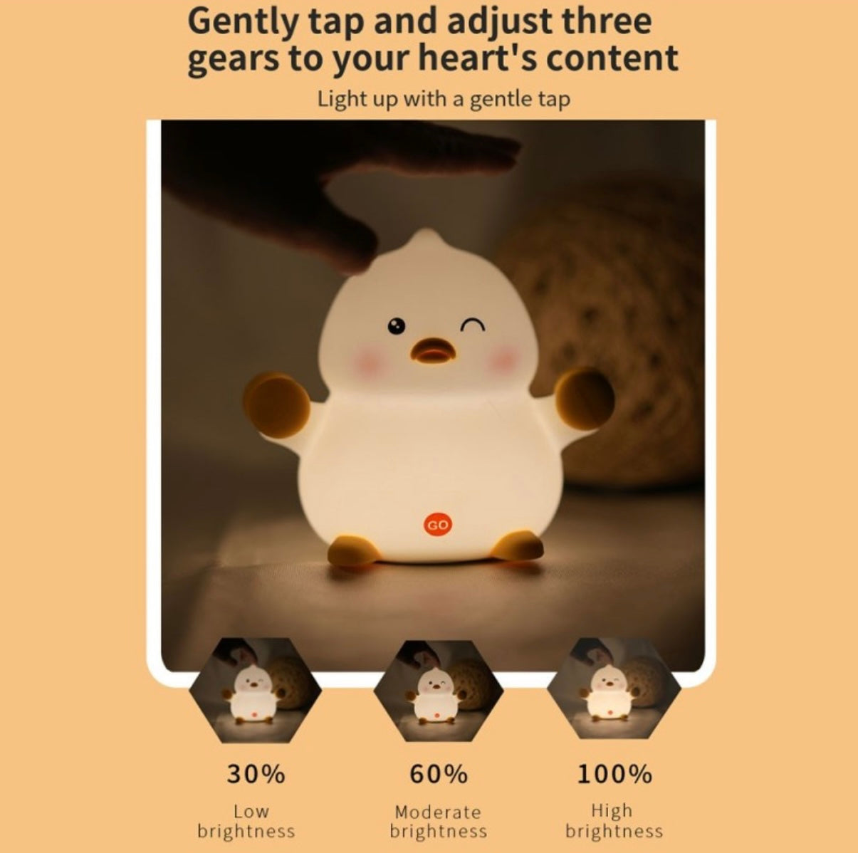 Cute Duck Lamp Silicone Night Light LED Bedside Lamp Nursery Nightlight with 30 Minutes Timer