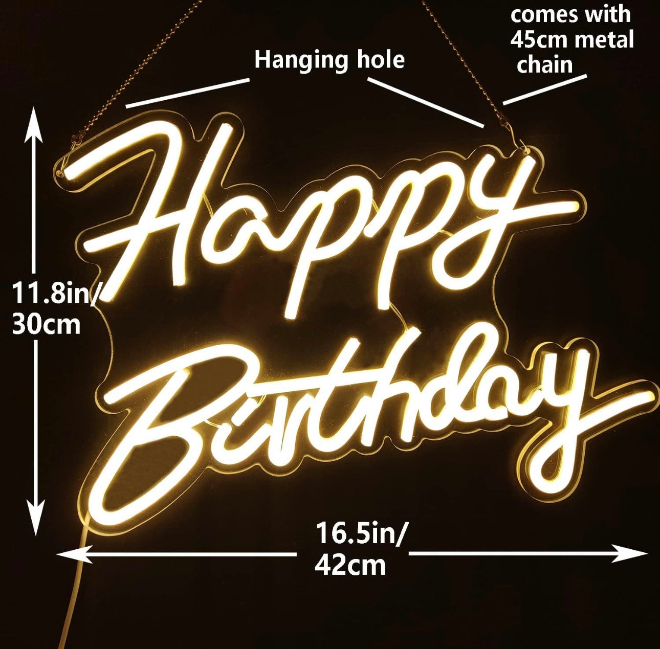 Happy Birthday Neon Sign LED Neon Light for Wall Decoration USB Power Letter Light Signs for Home Bedroom Bar Club Birthday Party Decoration Birthday Gift