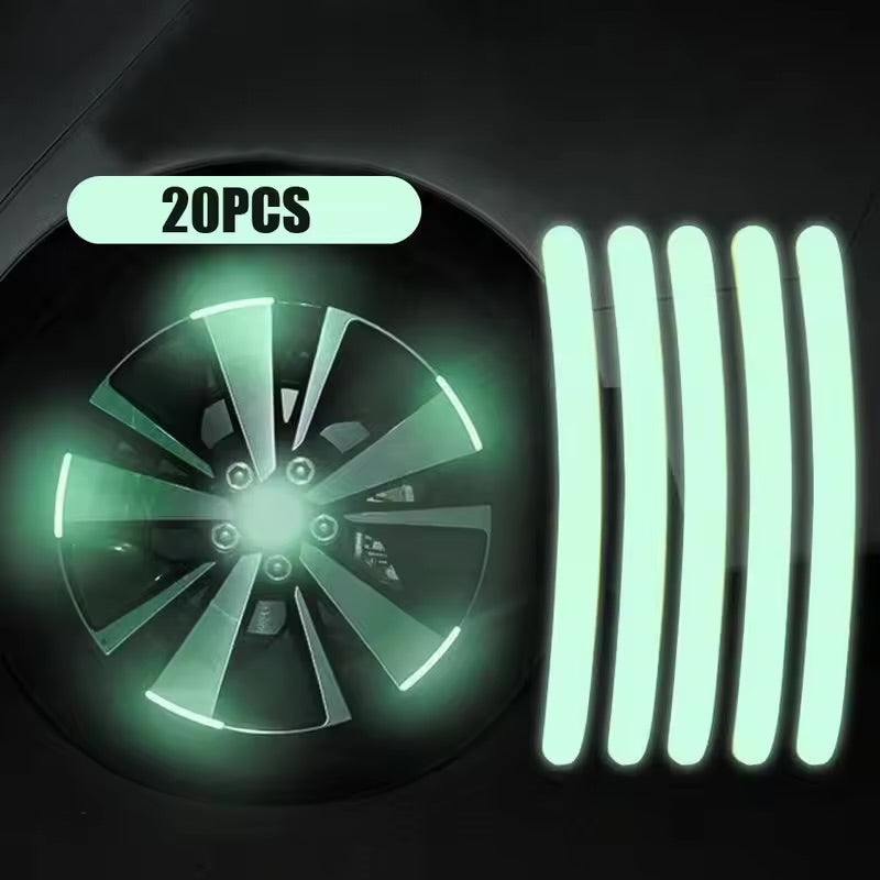 20x Universal Tire Rim Stickers Glow in the Dark Car Wheel Hub reflective stickers Luminous Car Tire Rim Stickers night Driving
