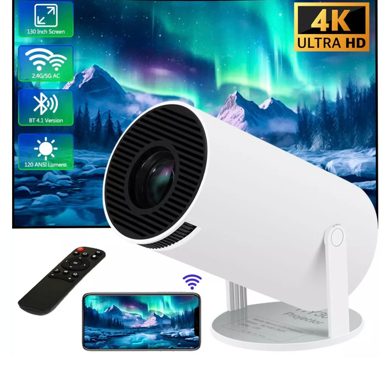 HY300 Mini Portable Projector Android 11 5G Wifi Home Cinema Home Theater UK