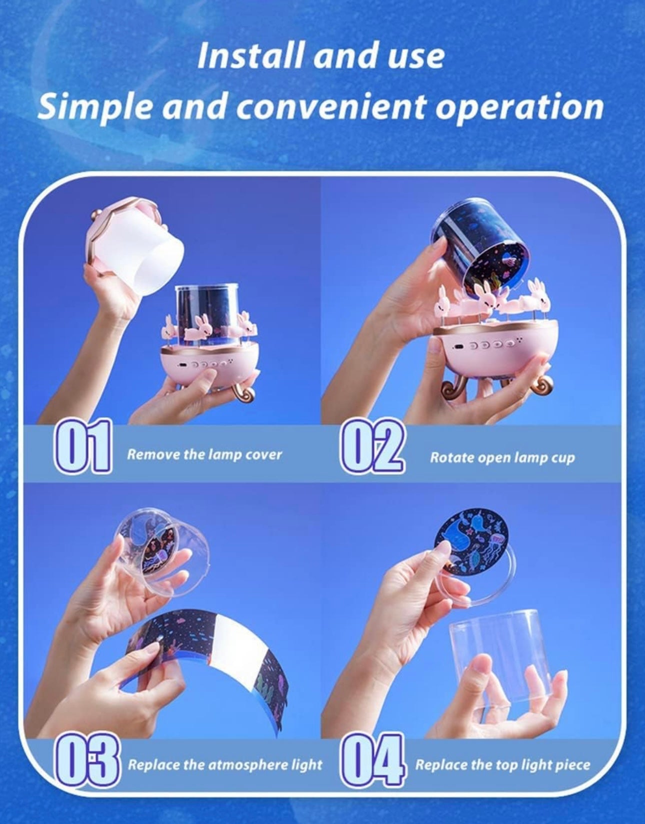 Star Projector Nightlight Desk Light USB Night Light Desk Lamp Fairy Night Projector Decorative Vibe Lamp Girl