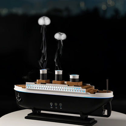 Titanic Essential Oil Diffuser, 250ml Steamship Diffuser, Aromatherapy Diffuser Cool Mist Titanic Humidifier with R/C 2 Light 2 Mist Mode Auto Shut-Off for Office Home Baby Hotel Nursery