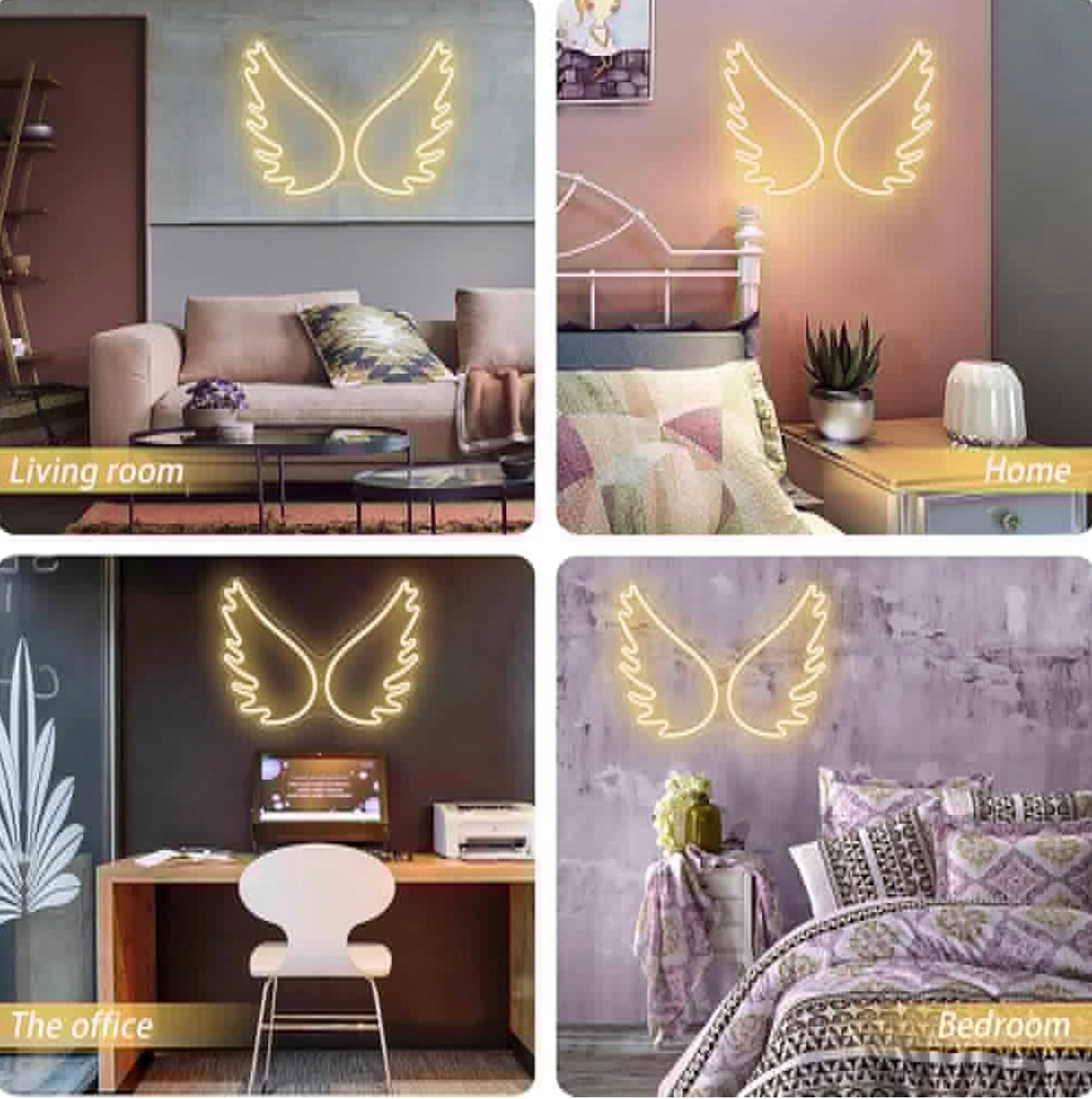 Neon Night Light,Angel Wings Neon Signs,USB Powered Acrylic Neon Signs,for Girl Bedroom, Kids Room,Wedding Decor,Teenage Birthday’s Gift