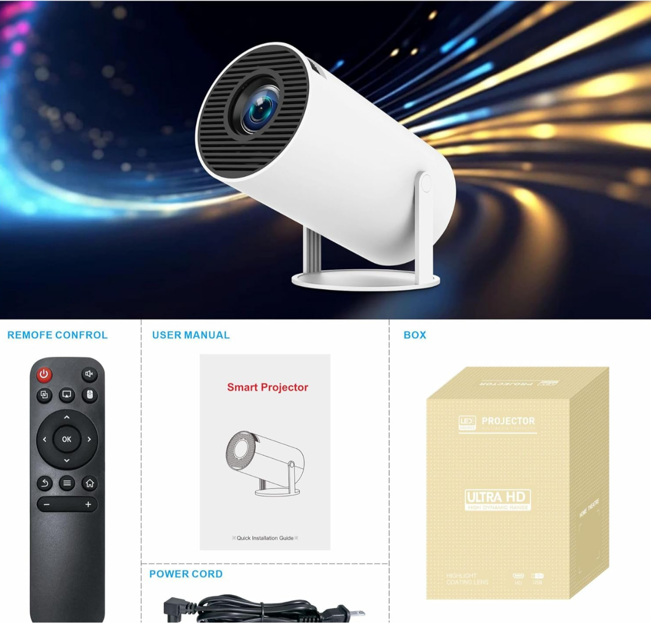 HY300 Mini Portable Projector Android 11 5G Wifi Home Cinema Home Theater UK
