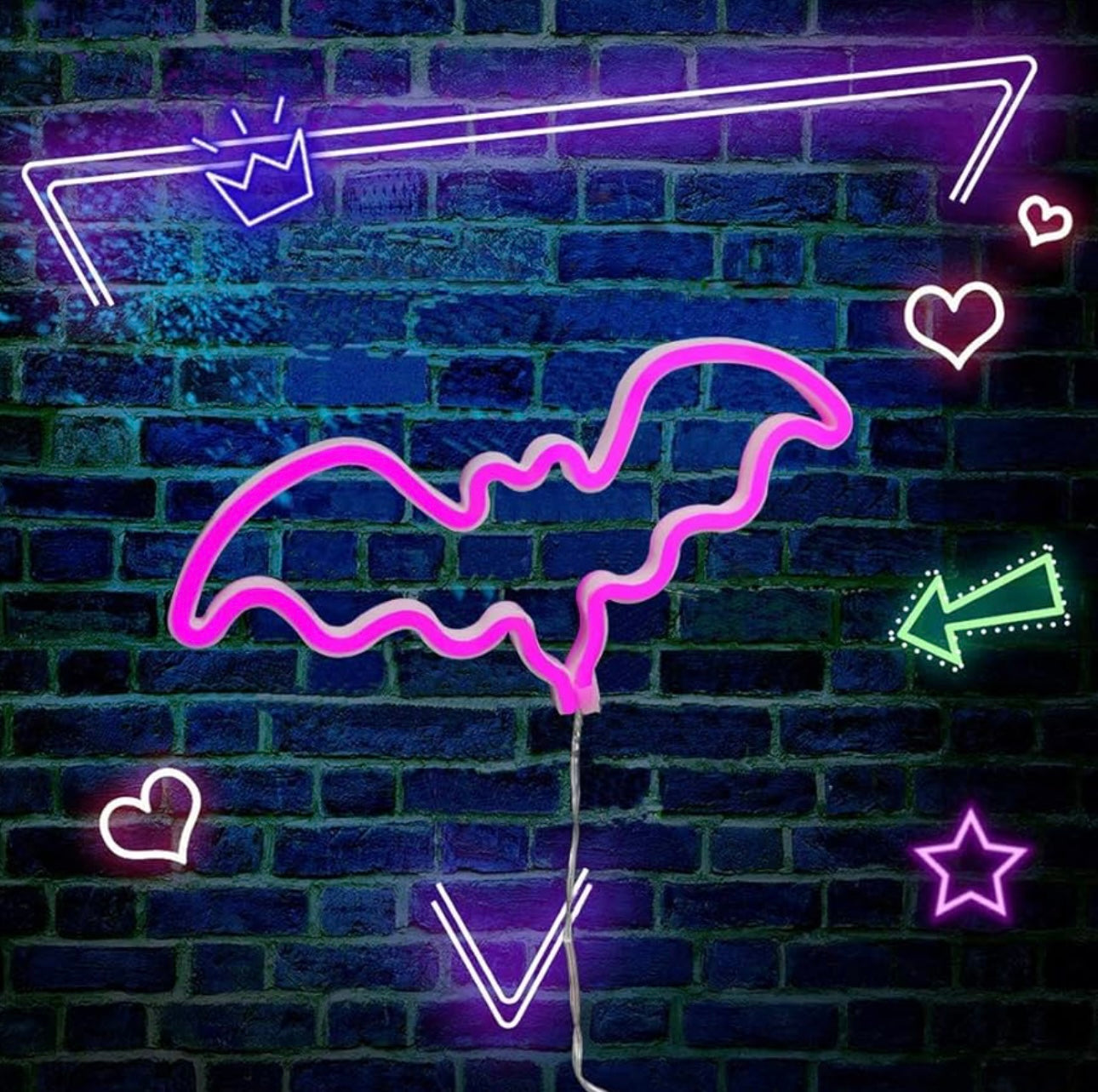 Bat Neon Sign,USB or 3-AA Battery Powered Neon Light,LED Table Decoration,Bedroom Wall Decoration,Birthday Gift,Wedding Supplies Business Gift(Pink,Red)