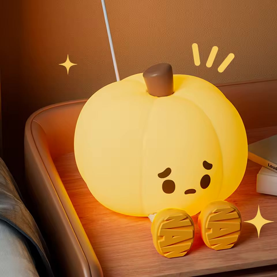 Cute Pumpkin LED Night Light Cartoon Silicone Lamp USB Rechargeable Timing Sleeping Lamp Bedroom Decoration