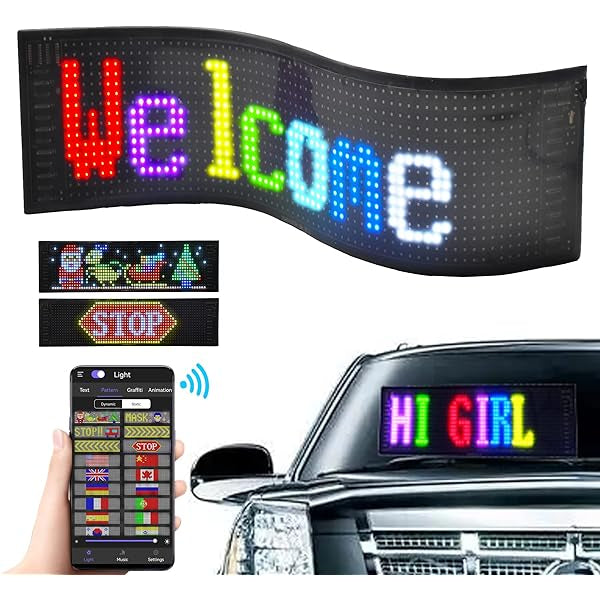 LED Car Sign: Programmable LED Matrix Panel with FPCB Flexible Screen for Displaying Perfect for Cars, Shops,Restaurants and Party Festivals