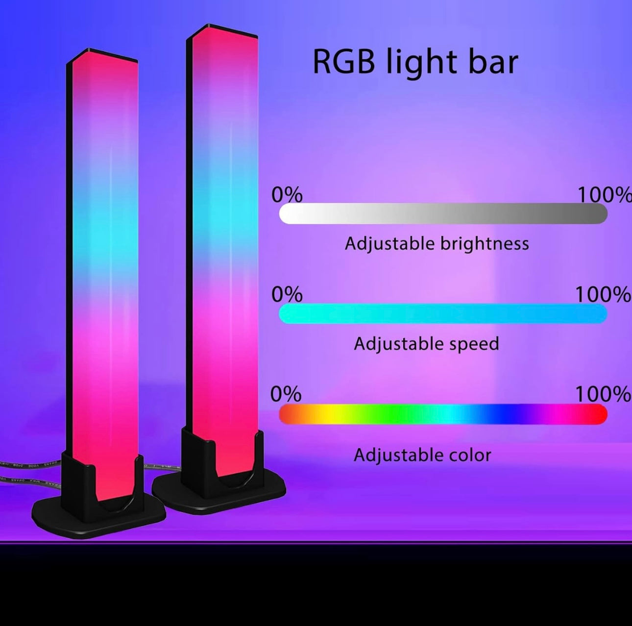 Smart RGB LED Light Bars Desk Set, 2-Pack - Mood Lighting with Scene and Music Modes, Dimmable Ambient Lights for TV Backlighting and PC Gaming Accessories