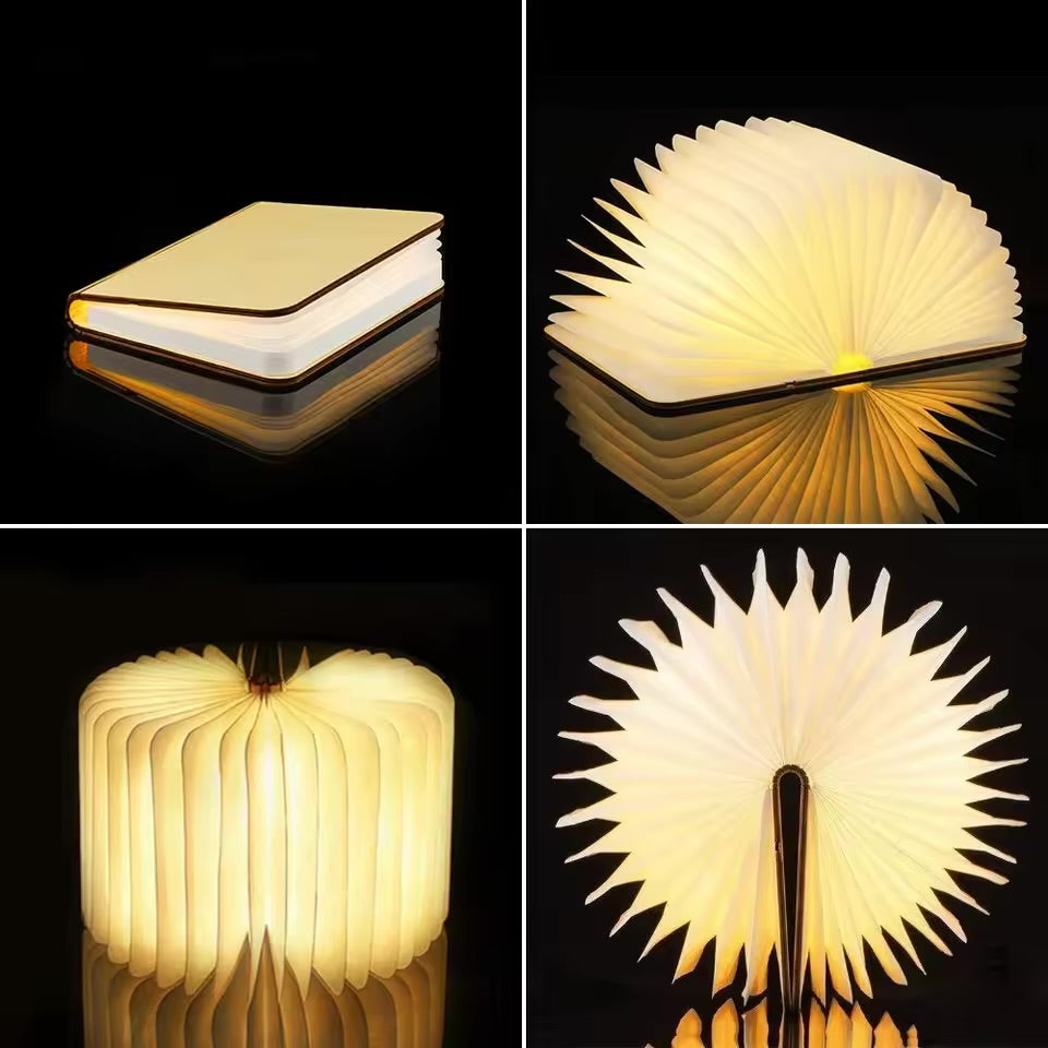 3D Book Light LED Night Light Folding Exquisite Gift USB Recharge Wooden Decor Bedroom Desk Table Lamp