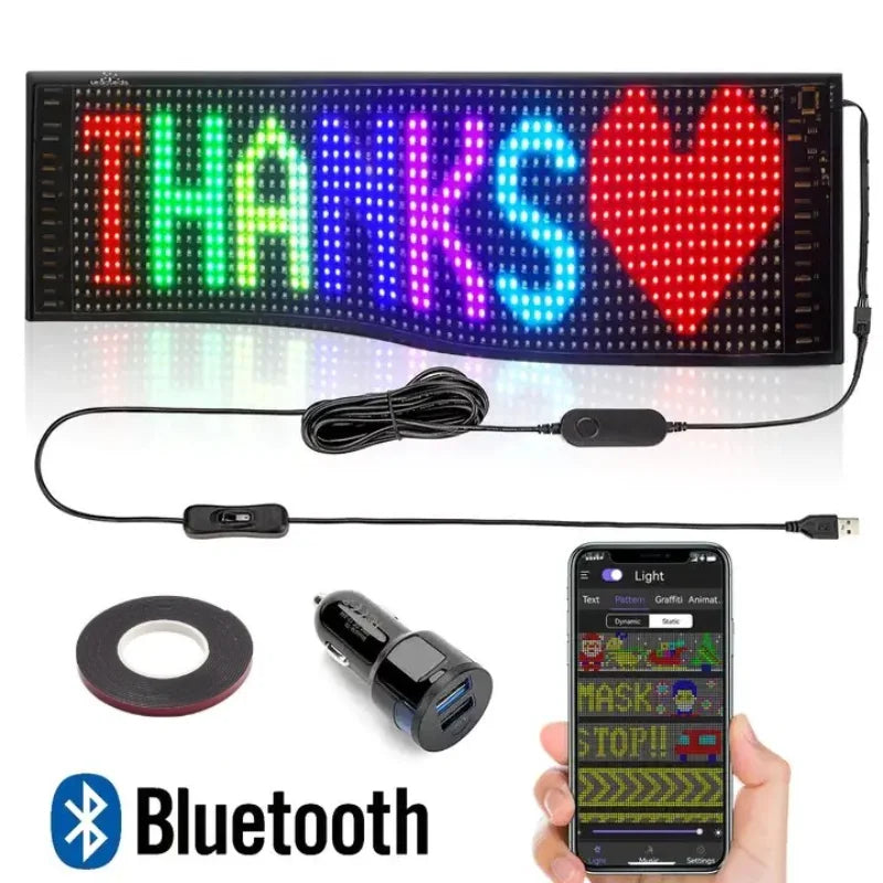 LED Car Sign: Programmable LED Matrix Panel with FPCB Flexible Screen for Displaying Perfect for Cars, Shops,Restaurants and Party Festivals