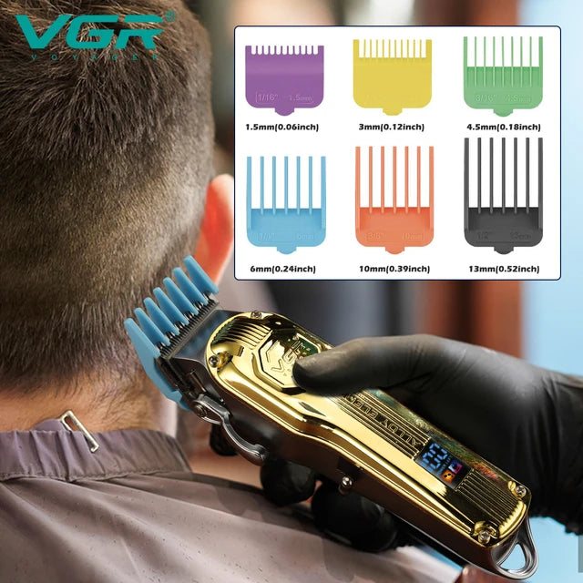 VGR V-672 Professional Corded & Cordless Hair Clipper, Salon Trimmer with Digital LED Display, 6 Cutting Guide Combs, 200-Minute Runtime, 2000mAh Lithium Battery