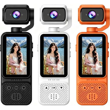 D07 Rotatable Lens Action Camera – Full HD 1080P HD WiFi Pocket Camera with Night Vision Video and Audio Recording Chest-Mounted Bike Dashcam 180-Degree Rotating Lens